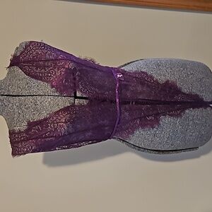 Sexy purple lace lingerie with lace robe